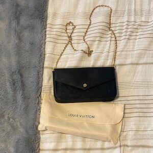 LV Black Crossbody Bag with Gold Chain